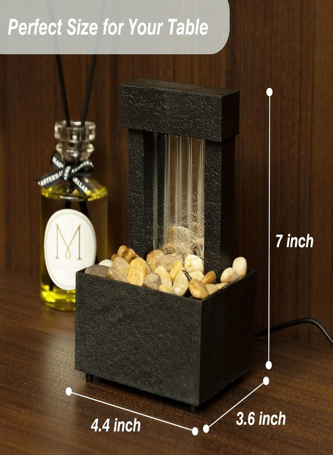 OSFT Mirrored Waterfall Tabletop Fountain with LED Light Show & Natural River Rocks - Indoor Decorative Water Feature for Home, Office, Meditation & Feng Shui Décor - Image 3